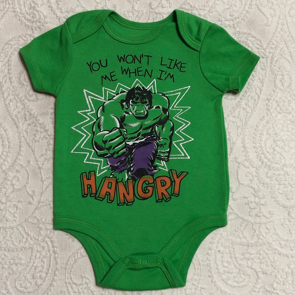 Marvel Onesie Size 3-6 Months Green Incredible Hulk Superhero Design